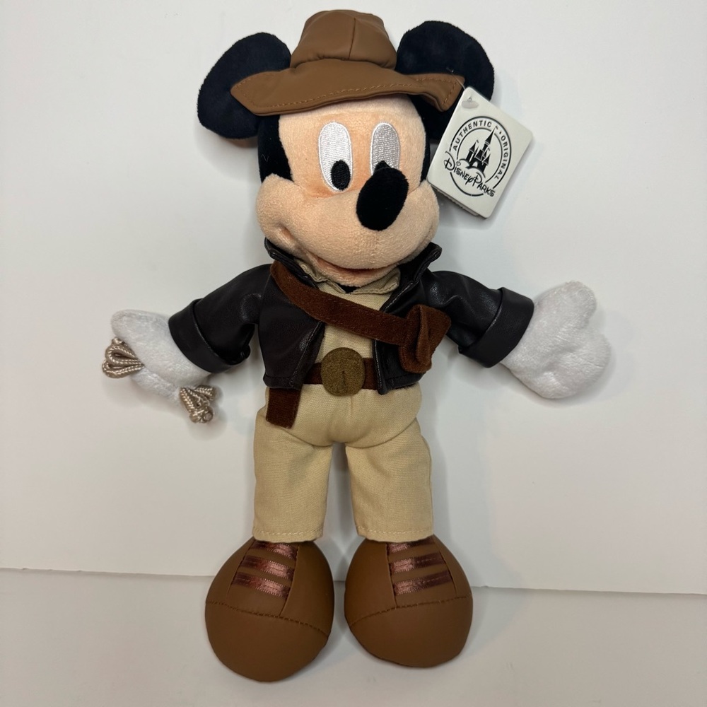 NWT Rare Authentic Disney Parks Indiana Jones Mickey Mouse Plush Stuffed Animal